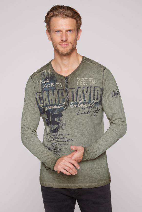 Henley-Langarmshirt mit Used Look medium khaki