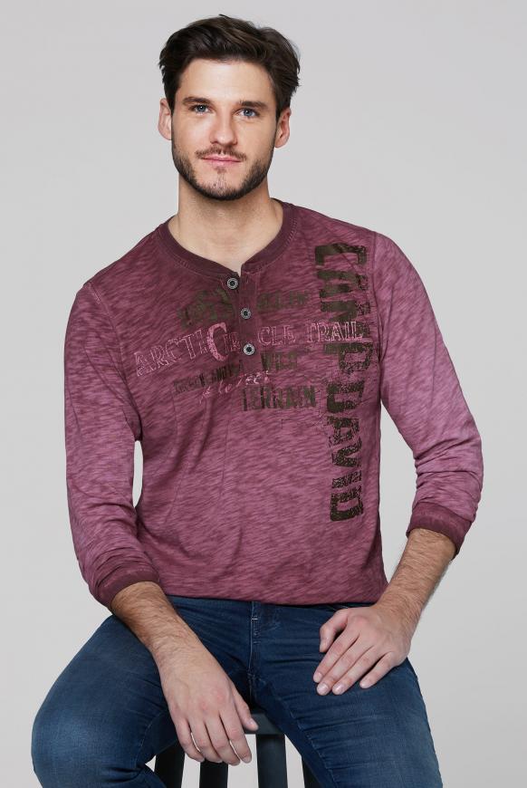 Henley-Shirt aus Flammgarn mit Used Prints