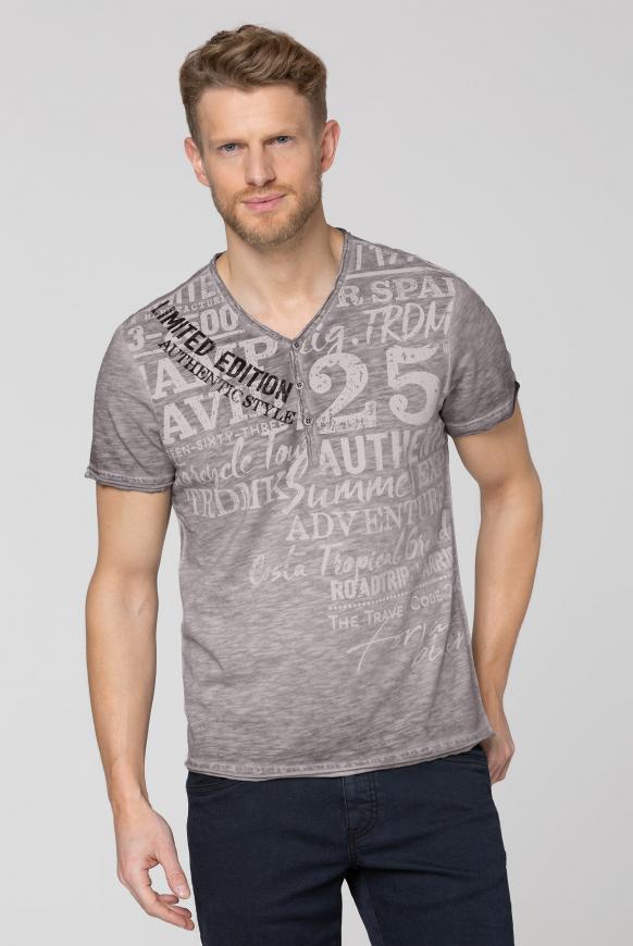 Henley-Shirt im Vintage Look mit Print