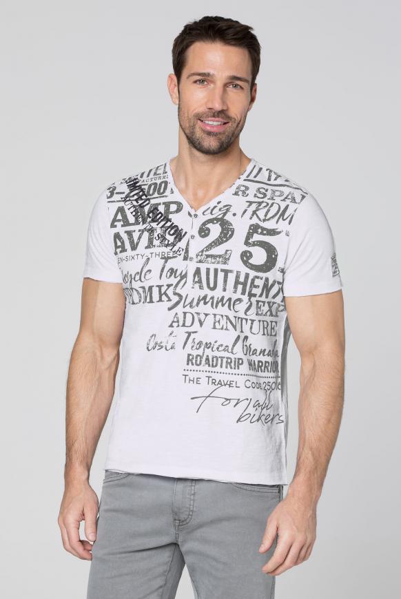 Henley-Shirt im Vintage Look mit Print