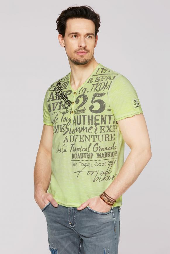 Henley-Shirt im Vintage Look mit Print