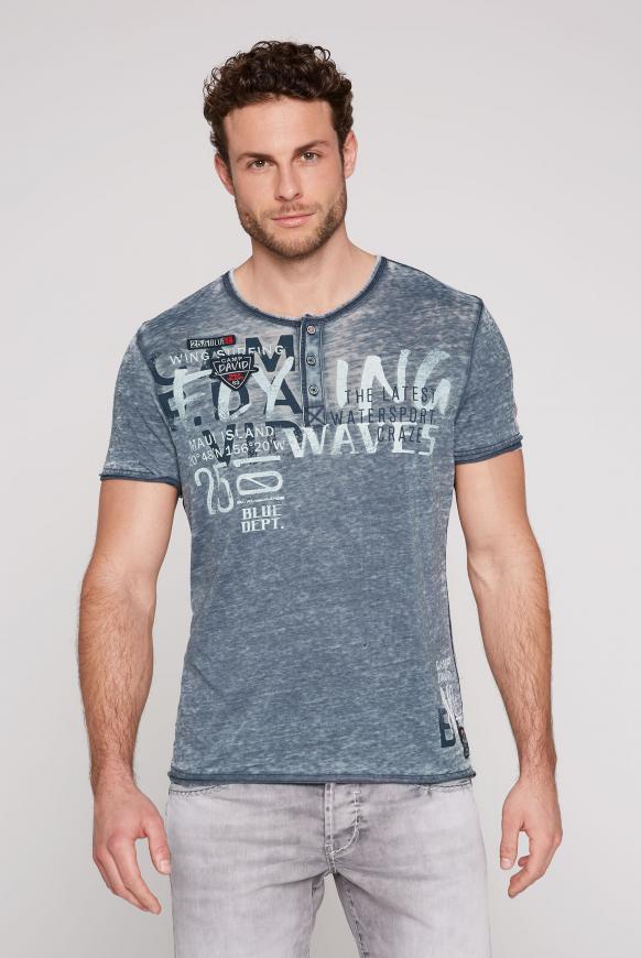 Henley-Shirt mit Ausbrenner-Effekten und Prints