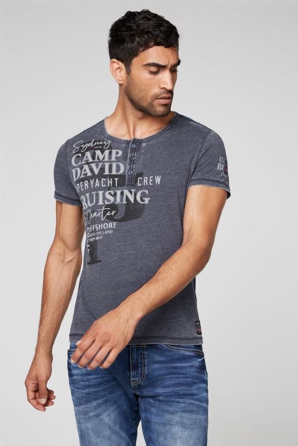 Henley-Shirt mit Ausbrennern, Prints und Patches