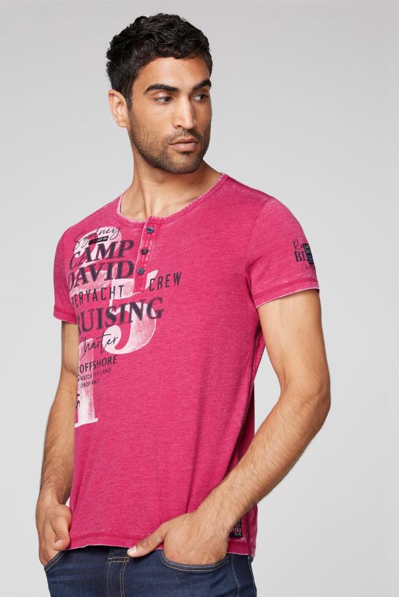Henley-Shirt mit Ausbrennern, Prints und Patches