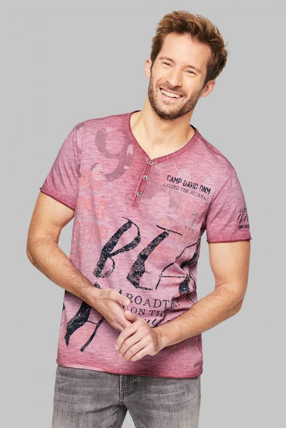 Henley-Shirt mit Used Prints
