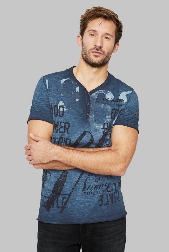 Henley-Shirt mit Used Prints