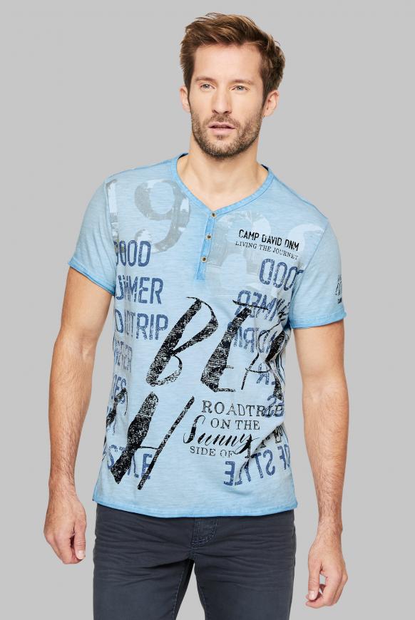 Henley-Shirt mit Used Prints