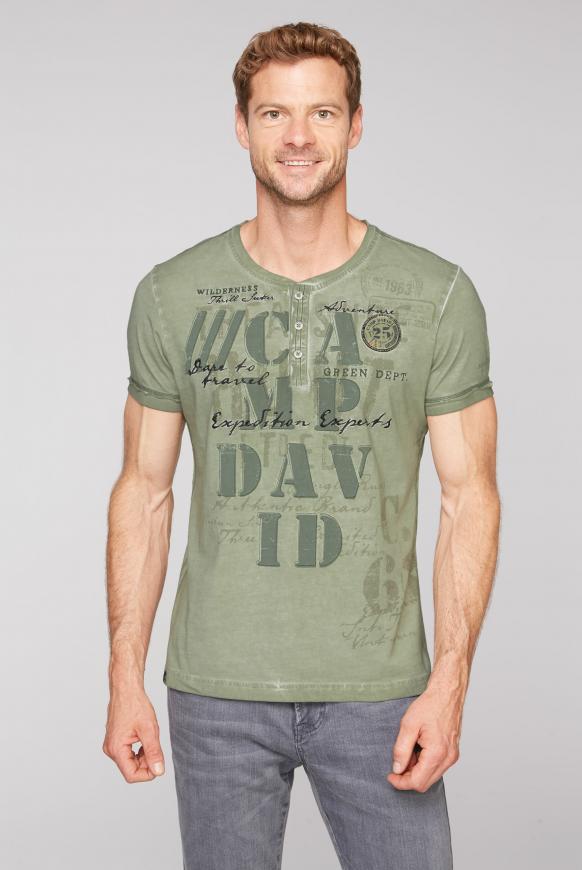 Henley-Shirt Oil Dyed mit Artwork