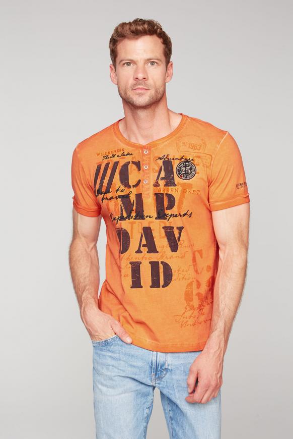 Henley-Shirt Oil Dyed mit Artwork