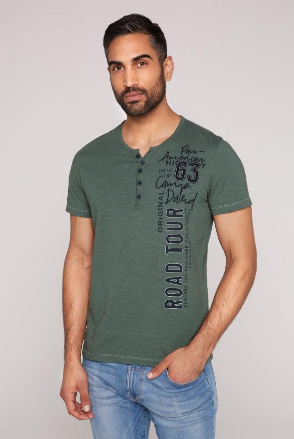 Henley-T-Shirt mit Artworks grey green