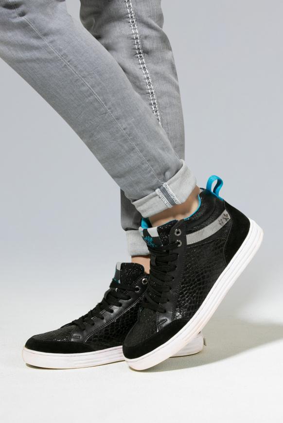 High Cut Sneaker mit Glitzer-Details