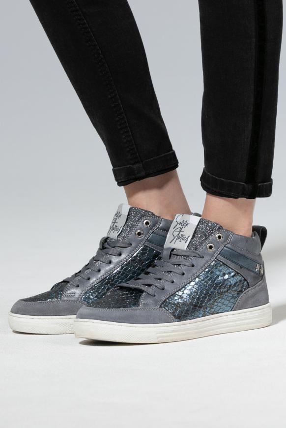 High Cut Sneaker mit Glitzer-Details