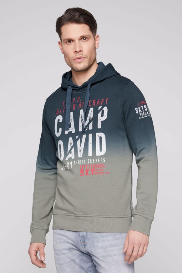 Hoodie Dip Dye mit Logo Print khaki / reef blue