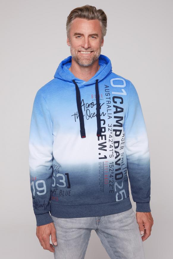 Hoodie Dip Dye mit Logo Prints coastal blue