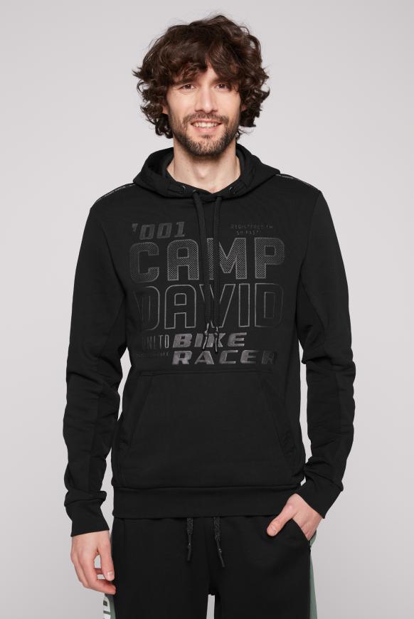Hoodie im Materialmix mit Logo Artworks