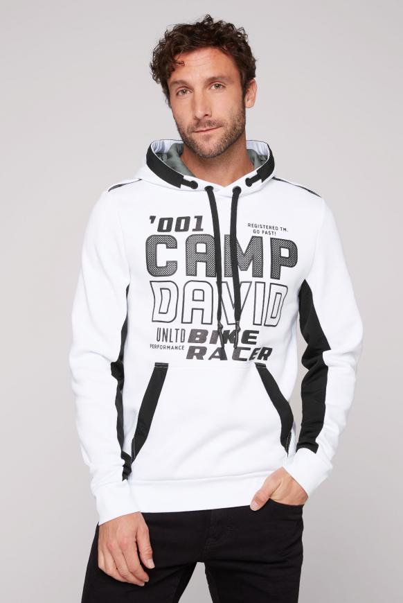 Hoodie im Materialmix mit Logo Artworks