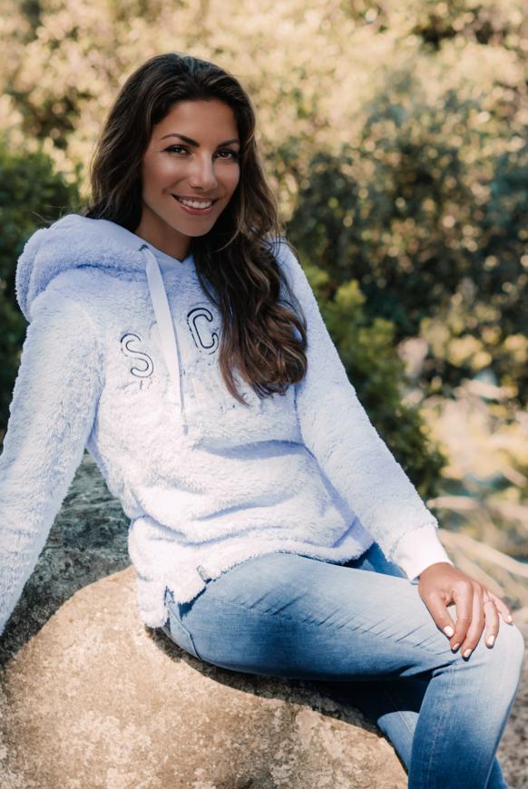 Hoodie im Teddyplüsch-Look mit Artwork
