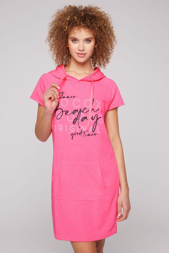 Hoodie-Kleid mit Label Print beach pink