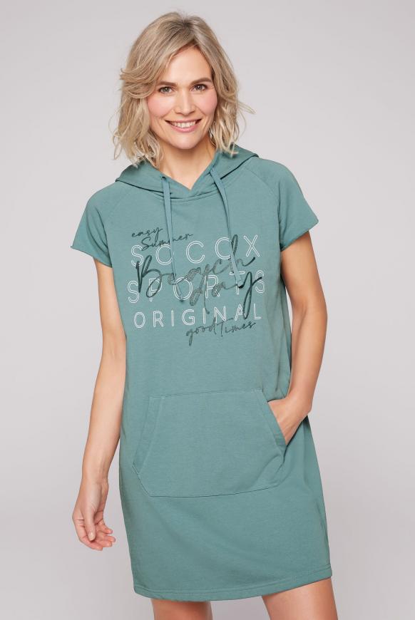Hoodie-Kleid mit Label Print