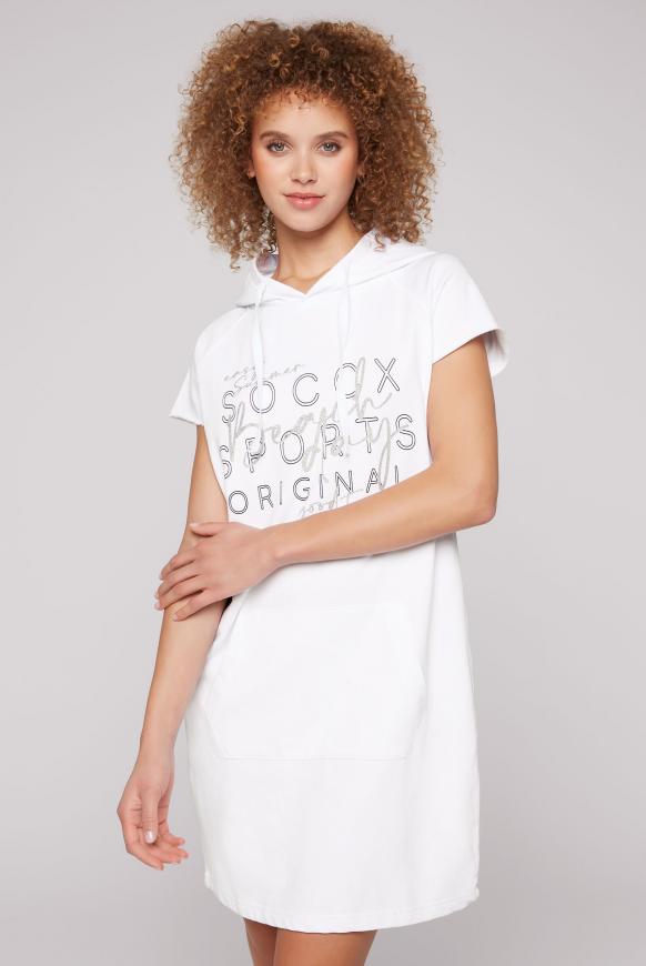 Hoodie-Kleid mit Label Print opticwhite