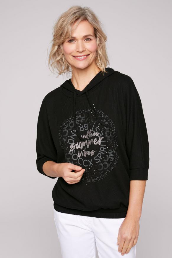 Hoodie Kurzarm aus Waffelpikee black