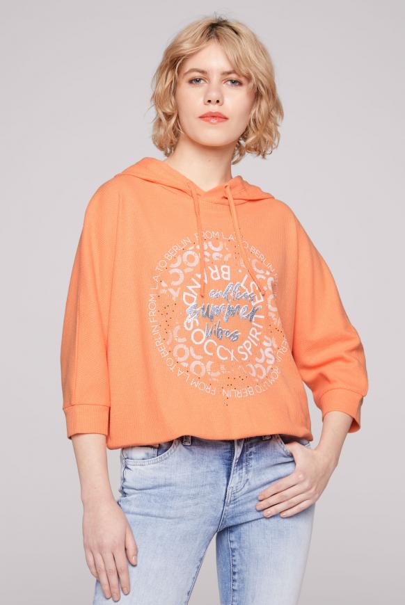 Hoodie Kurzarm aus Waffelpikee orange peel