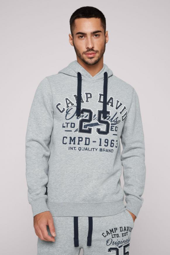 Hoodie mit Artwork im Retro-Style grey melange