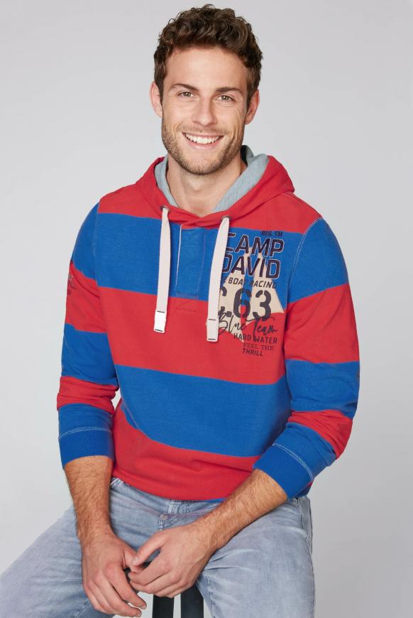 Hoodie mit Blockstreifen und Knopfleiste