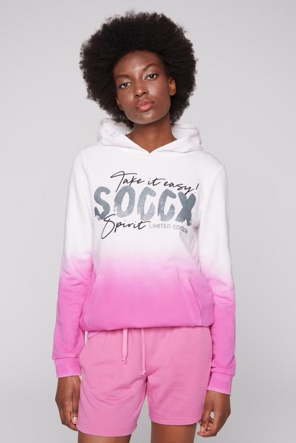 Hoodie mit Dip-Dye-Effekt und Print