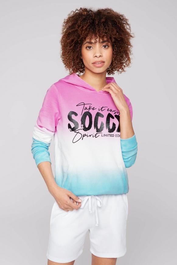 Hoodie mit Dip-Dye-Effekt und Print