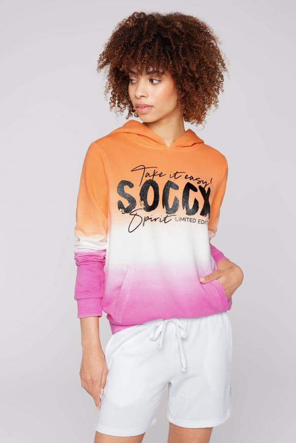 Hoodie mit Dip-Dye-Effekt und Print