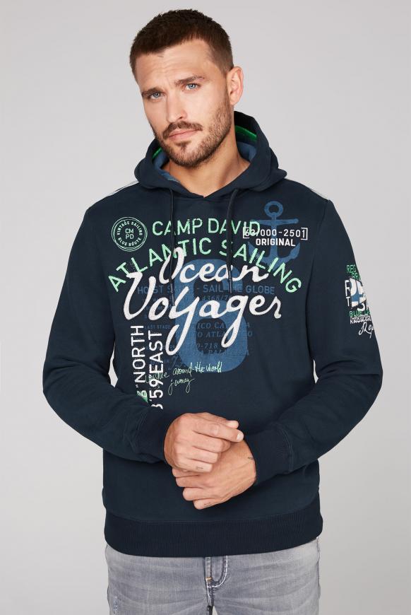 Hoodie mit Label Print und Stickereien