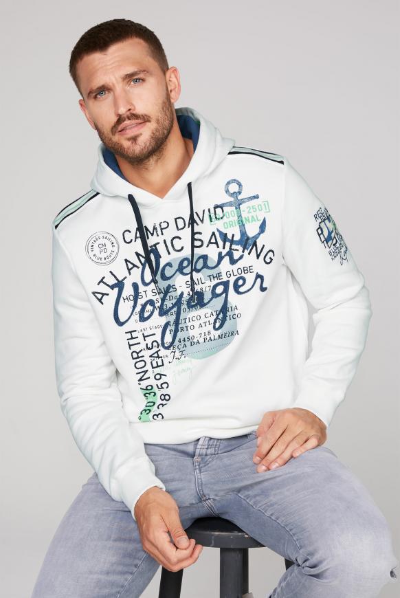 Hoodie mit Label Print und Stickereien