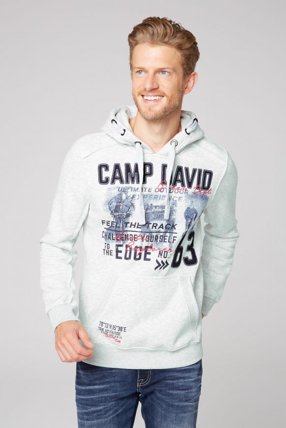 Hoodie mit Photoprint Artwork und Used-Kanten