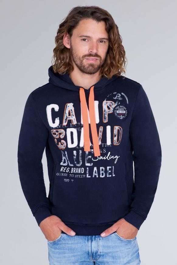 Hoodie mit Raw Edges und Used Artwork