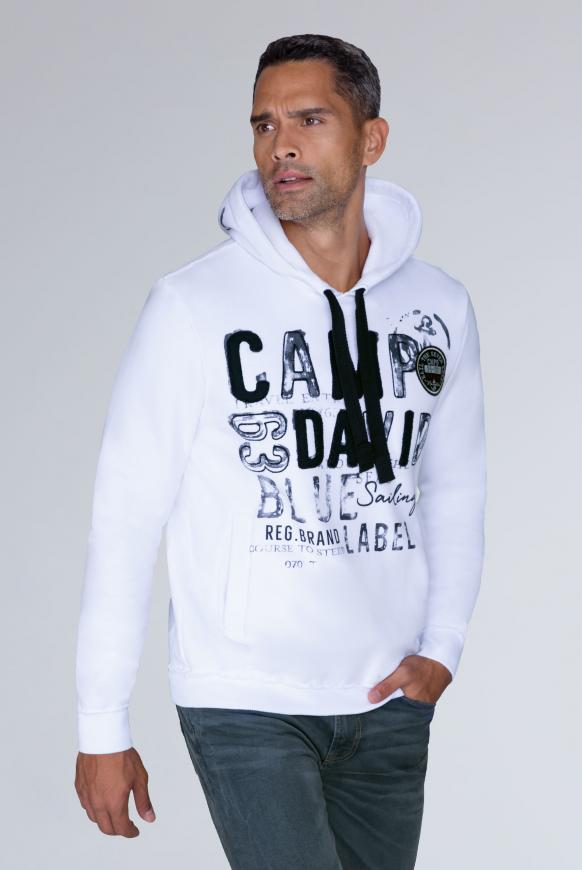 Hoodie mit Raw Edges und Used Artwork