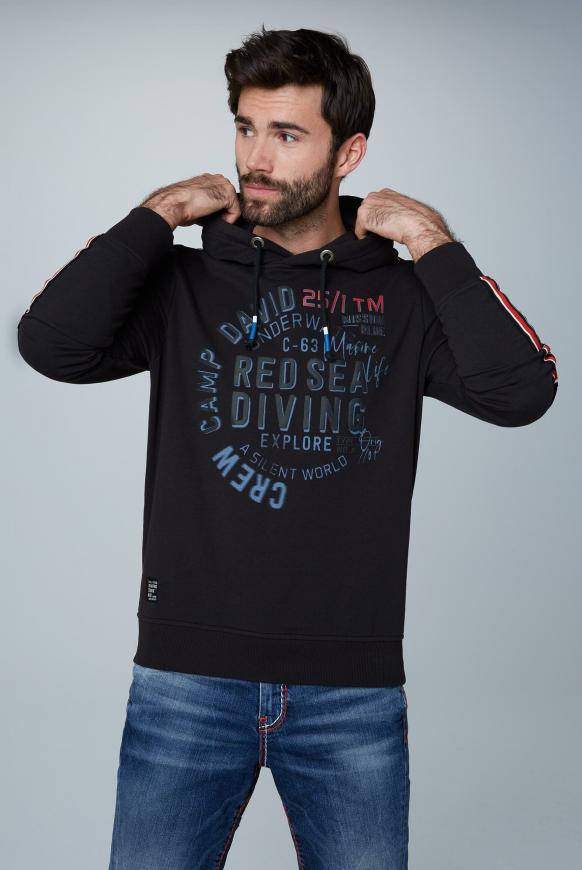 Hoodie mit Rubber Prints und Streifen-Tapes