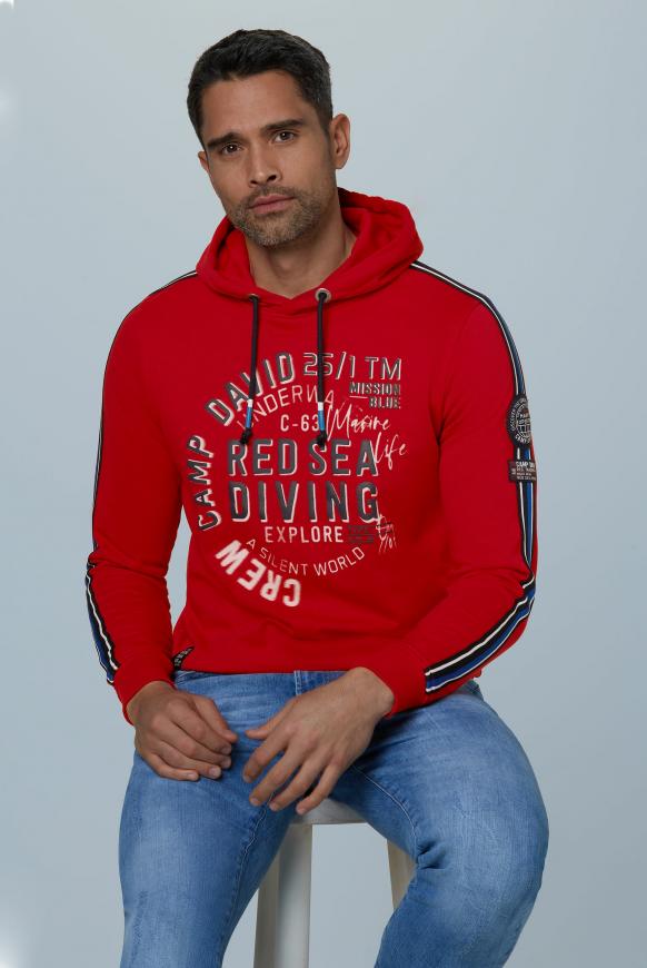 Hoodie mit Rubber Prints und Streifen-Tapes
