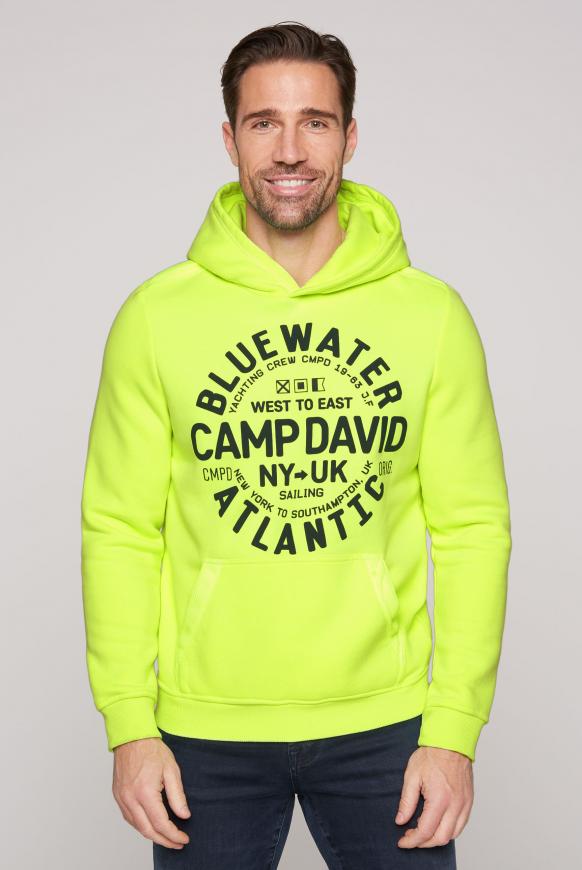 Hoodie mit rundem Puff Print neon lime