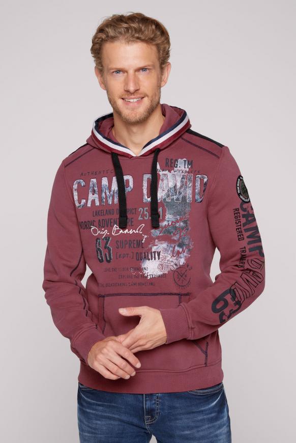 Hoodie mit Tapes und Logo-Applikationen dark red