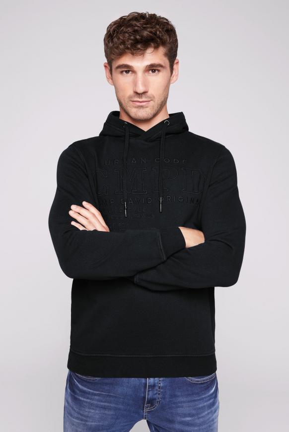 Hoodie mit tonigen Logo-Stickereien black