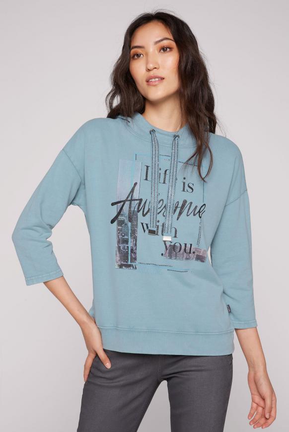 Hoodie mit Used Look und Artwork
