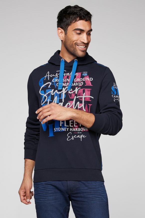 Hoodie mit Watercolour Print und Stickereien