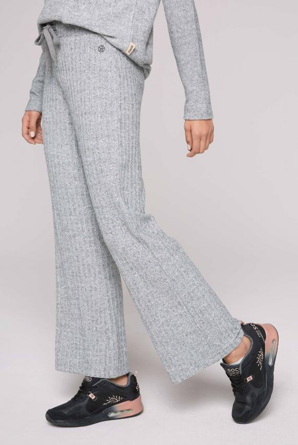 Hose Rippstrick mit weitem Bein grey melange