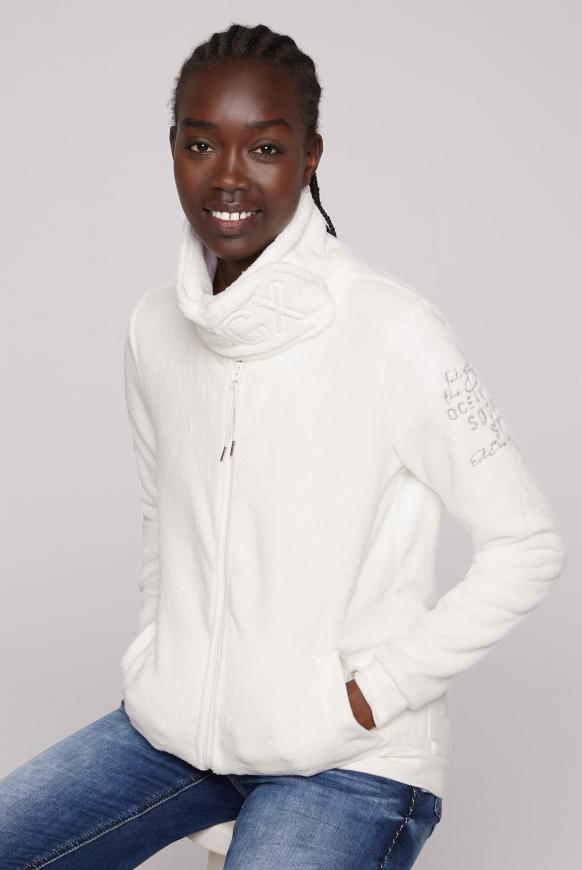 Jacke aus Coral-Fleece mit Logo-Kragen