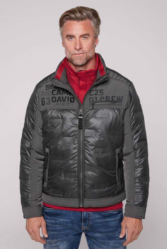 Jacke im Materialmix mit Prägedruck dark anthra