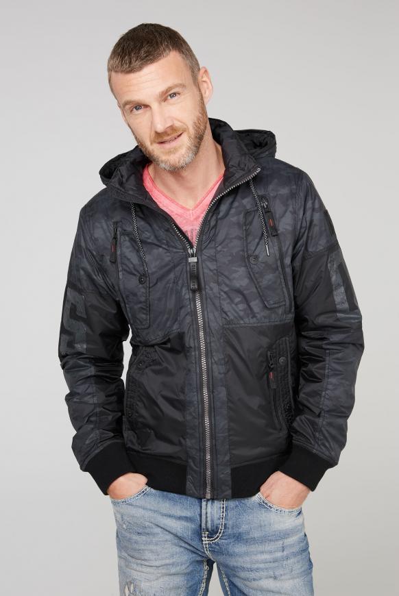 Jacke mit Camouflage Print und Kapuze