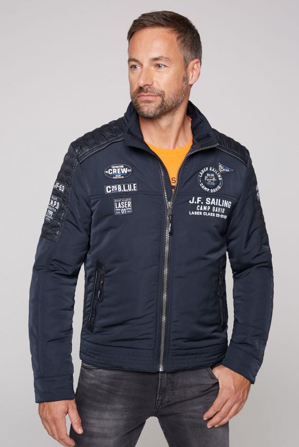 Jacke mit Label Patches und Stickereien blue navy