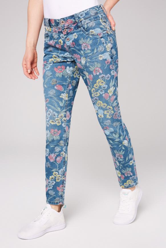 Jeans MI:RA mit Knopfleiste und Flower Print
