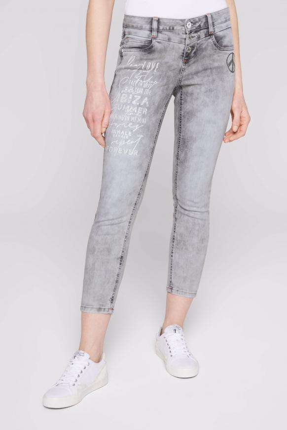 Jeans MI:RA mit Knopfverschluss und Artworks grey used